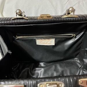 Vintage Black Mini Top-Handle Bag with Gold Hardware